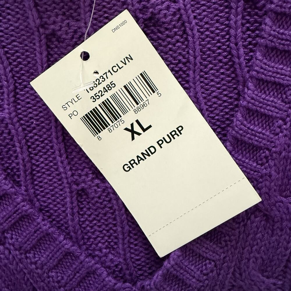 Ralph Lauren Sport Sweater Womens Size XL Purple Cable Knit V-Neck Cotton NEW - Picture 4 of 7